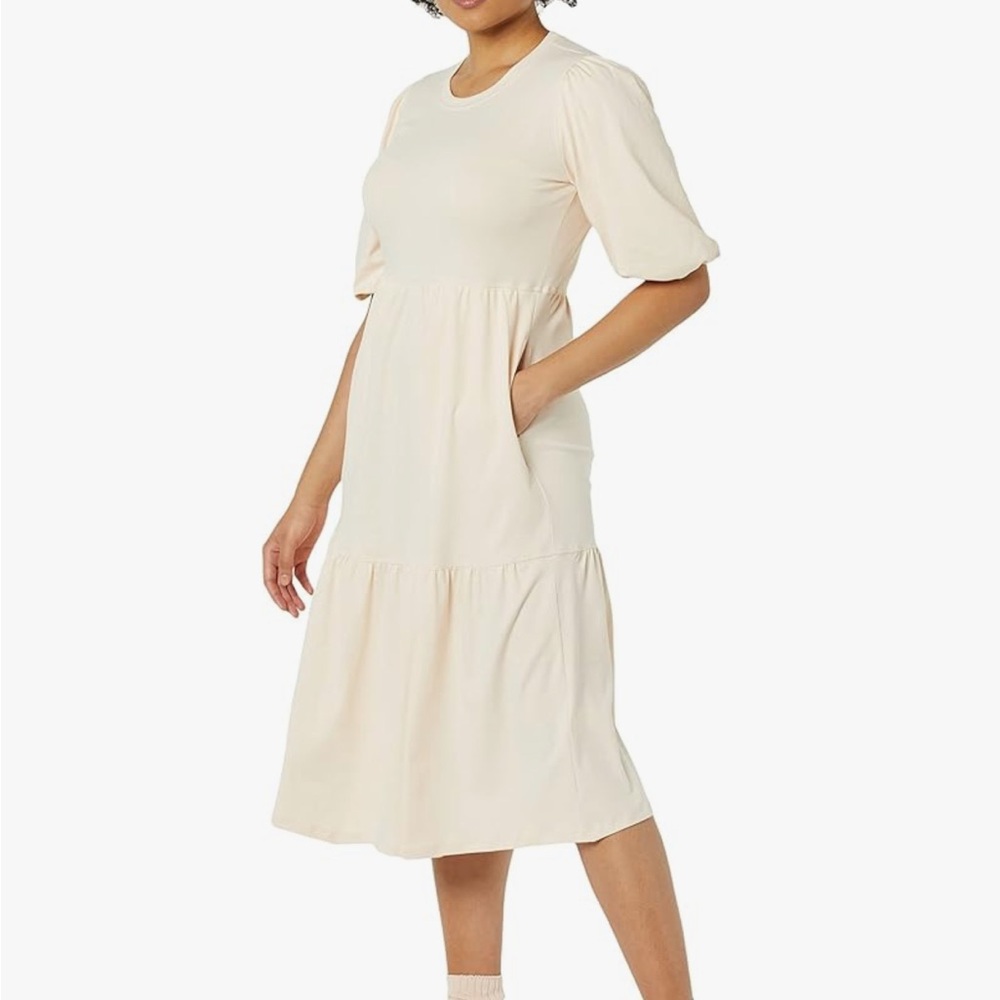 organic cotton cream Midi Dress